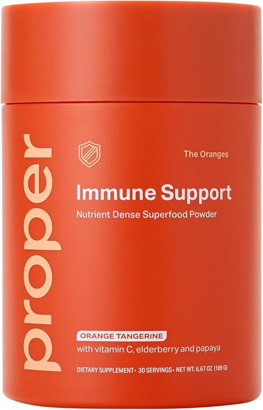 Proper, The Oranges Immune Support Supplement. Orange Tangerine Drink Mix. Elderberry Vitamin C and Zinc Complex with Echinacea, Immunity Vitamins, Phytonutrients and Gut Health Probiotic