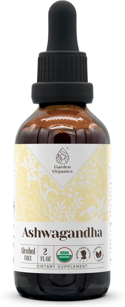 Ashwagandha USDA Organic Alcohol-Free Extract | Dietary Supplement, High-Potency Tincture | Natural Certified Organic Ashwagandha (Withania Somnifera) Dried Root (2 oz)