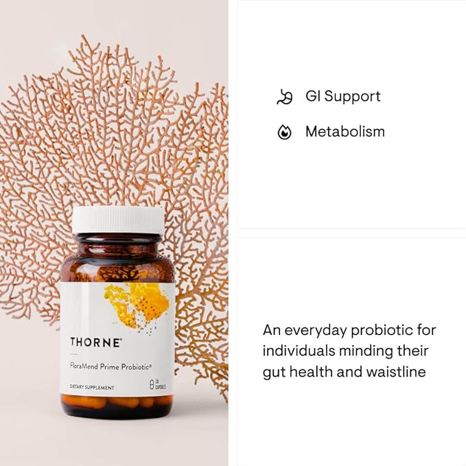 THORNE FloraMend Prime Probiotic - Shelf Stable and Stomach Acid-Resistant* Probiotic Blend - 30 Capsules