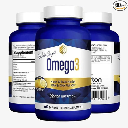 Omega3 - Heart & Brain Support Formula with Fish & Krill Oil - EPA & DHA - 60 Doctor Formulated Capsules
