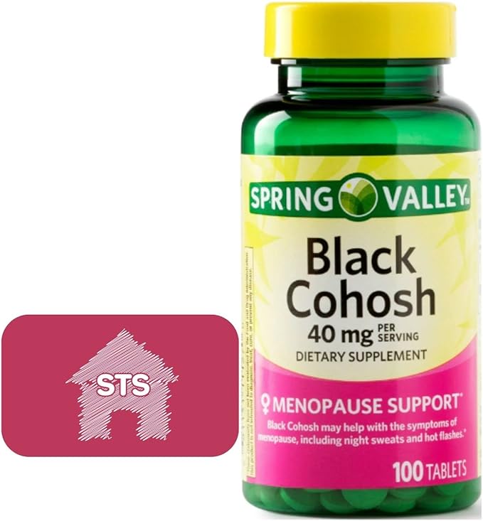 Spring Valley Black Cohosh - Menopause Support 40 mg, 100 Count + STS Sticker.