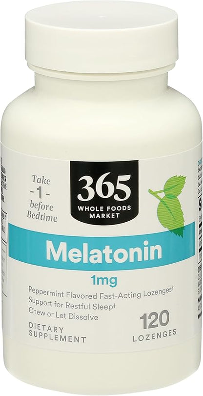 365 by Whole Foods Market, Melatonin 1mg Lozenges, Peppermint Flavored, 120 Count