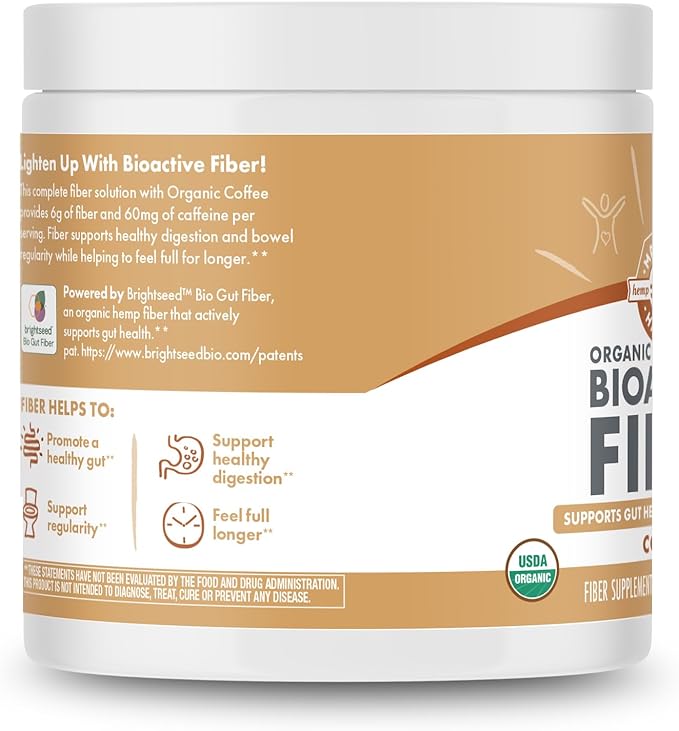 Manitoba Harvest Organic BioActive Fiber Supplement with 6g Fiber per Serving, Digestive Hemp & Psyllium Husk Powder, Non-GMO, Vegan and Kosher, 8oz, Coffee