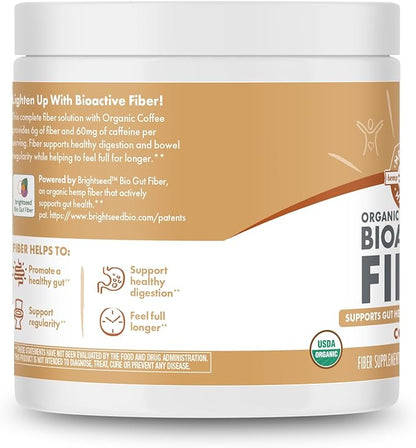 Manitoba Harvest Organic BioActive Fiber Supplement with 6g Fiber per Serving, Digestive Hemp & Psyllium Husk Powder, Non-GMO, Vegan and Kosher, 8oz, Coffee