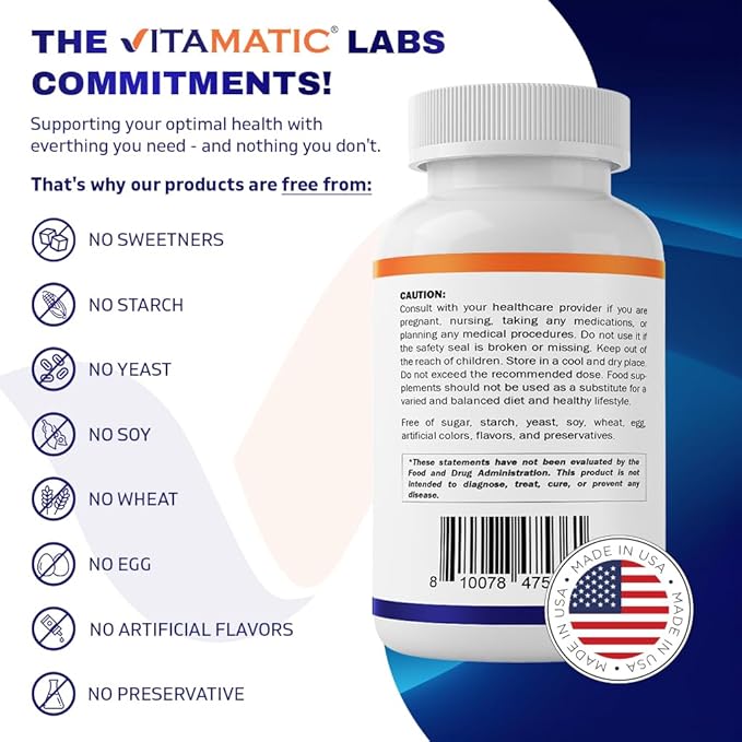 Vitamatic Glucosamine Sulfate Supplement, 1500mg, 120 Servings, 240 Capsules