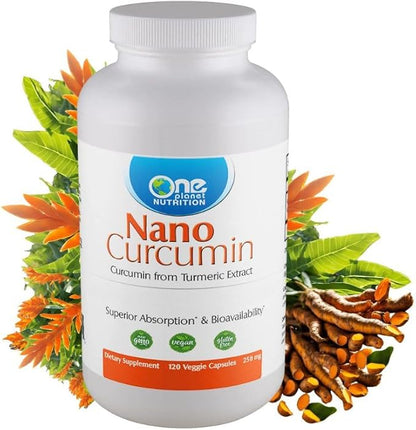 Nano Curcumin 250 mg Veggie Capsules (120 Servings), Turmeric Extract, Nano for High Absorption, Supports Overall Health, Non-GMO, Vegan, Gluten-Free.