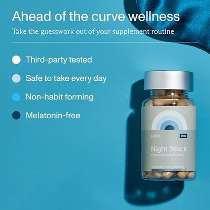 FOCL AM PM Nootropic Functional Supplement for Daytime Focus + Nighttime Recovery | AM - Supports Focus Energy Memory Cognitive Performance | PM Supports Calm Restful Restorative Sleep, Melatonin-Free