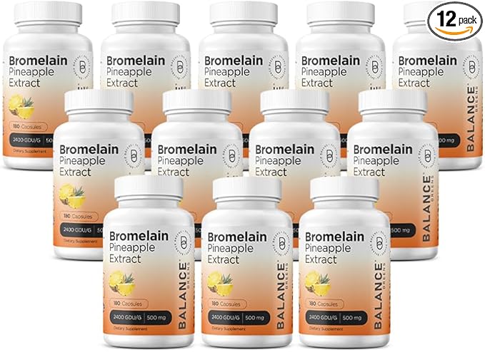 Balancebreens Bromelain 500mg, 180 Capsules - Pineapple Extract Digestive Enzyme, Supports Digestion and Joint Health Supplement