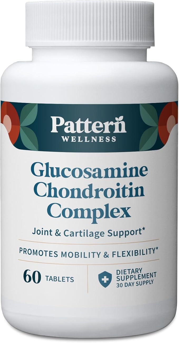 Pattern Wellness Glucosamine Chondroitin Complex with MSM & Hyaluronic Acid – Joint Support Supplement – Cartilage & Joint Flexibility – 1500mg Glucosamine, 500mg Chondroitin – 60 Tablets