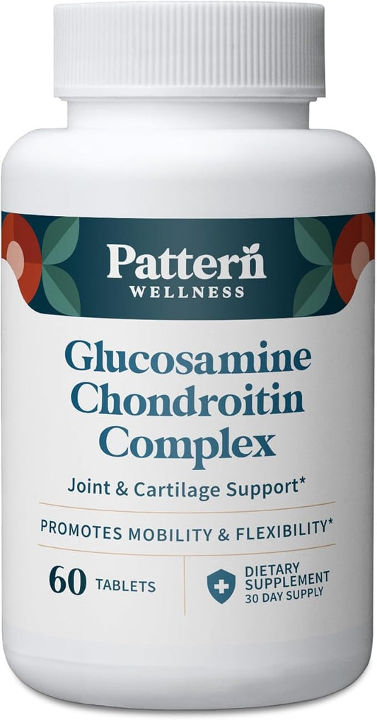 Pattern Wellness Glucosamine Chondroitin Complex with MSM & Hyaluronic Acid – Joint Support Supplement – Cartilage & Joint Flexibility – 1500mg Glucosamine, 500mg Chondroitin – 60 Tablets