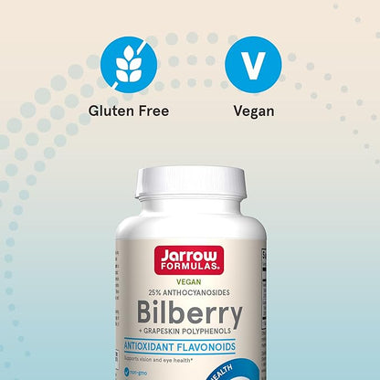 Jarrow Formulas® Bilberry + Grapeskin Polyphenols, Vision and Eye Health, 60 Veggie Capsules, Up to a 30 Day Supply