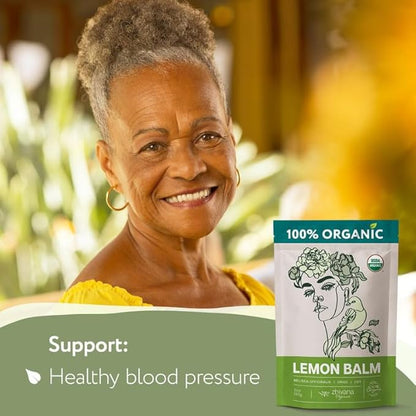 Lemon Balm Tea Organic - Lemon Balm Herb Loose Leaf - Melissa Tea, Tolonjil Tea Organic –- Anti-Stress, Sleep, Blood Pressure, Digestion - 4 Oz