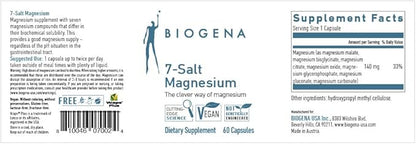 Biogena 7-Salt Magnesium Complex - Magnesium Supplement with 7 Magnesium Forms - bisglycinate, Malate, Citrate, Oxide, glycerophosphate, gluconate and Carbonate I High Absorption