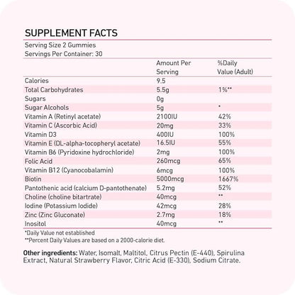 Boldify Hair Growth Gummies - Sugar-Free Biotin Gummies - Fast-Acting Vegan Vitamins for Skin, Nails, and Hair - 5000mcg Biotin/Serving, 30-Day Supply - Natural Strawberry Flavor