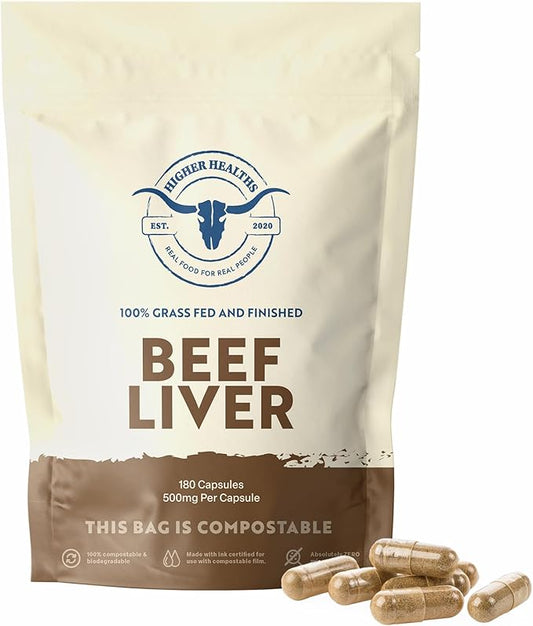 Beef Liver - Nature’s Multivitamin -100% USA Beef - 180 Capsules Bag