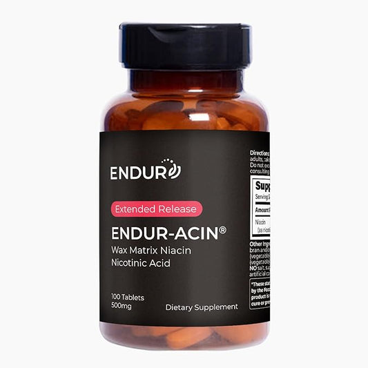 ENDUR-ACIN, Extended Release Niacin for Optimal Absorption & Low-Flush Vitamin B3 Niacin 500mg, Premium Niacin Supplement Made in USA, 100 Tablets