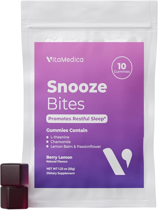 VitaMedica Snooze Bites - Melatonin-Free Sleep Gummies - Sample Pack - 10 Gummies