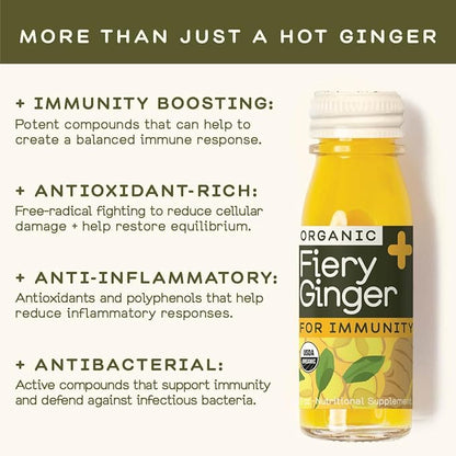 Greenhouse Juice Ginger Shots Organic Fiery Ginger Wellness Shot, Cold Pressed with Turmeric Pepper Vitamin C Immunity Vegan & Gluten-Free (2 Oz, Pack of 12)