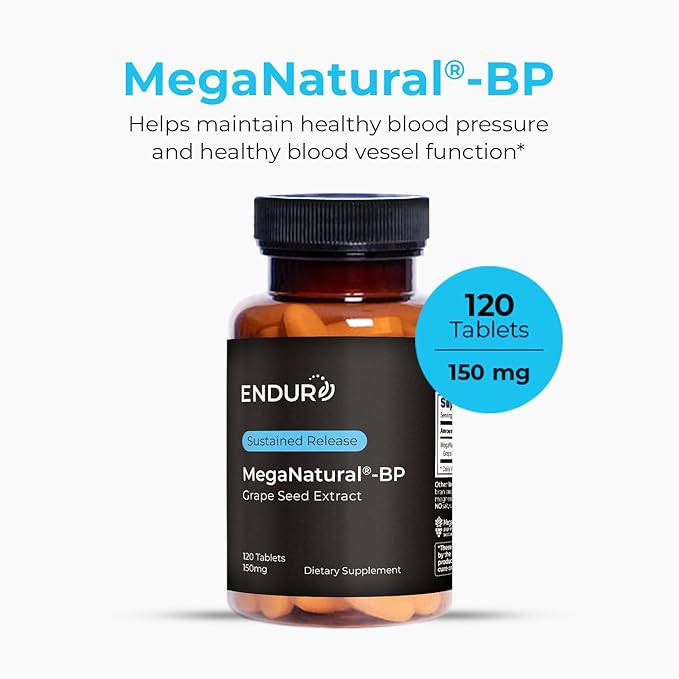 MegaNatural BP, Grape Seed Extract Supplements with Sustained-release California Grape Seed Extract Herbal Supplements for Optimized Absorption & Supports Energy, 150 mg, 120 Tablets