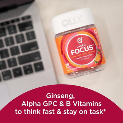 OLLY Laser Focus Ginseng Alpha GPC B Vitamins 36 Count & Active Immunity Elderberry 45 Gummies