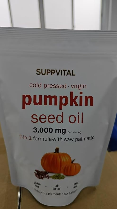 Pumpkin Seed Oil with Saw Palmetto Capsules | Cold Pressed, Pure Virgin Oil, Essential Fatty Acids & Phytosterols | 180 SoftgelsSupports Hair, Urinary, Bladder & Prostate Health | Non-GMO