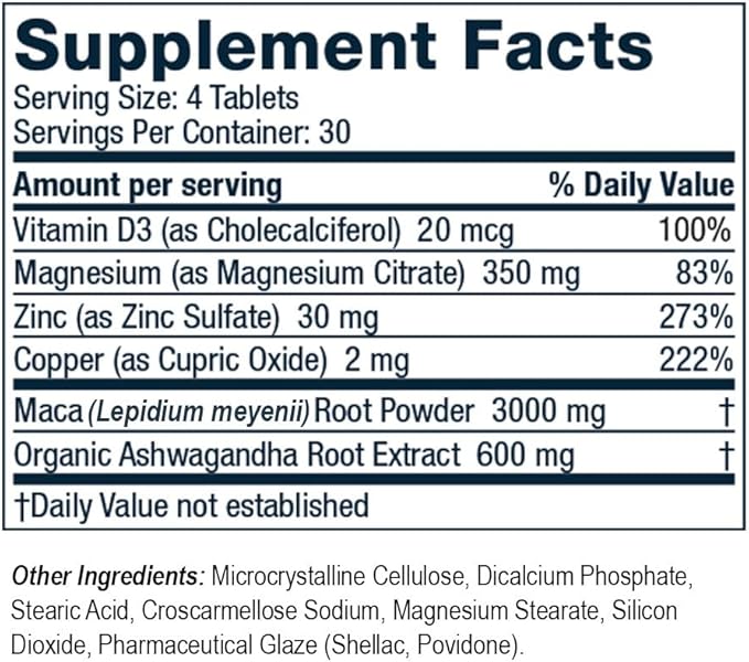 ROMAN Testosterone Support | Daily Nutritional Supplement with Ashwagandha & Magnesium | (120 Tablets)