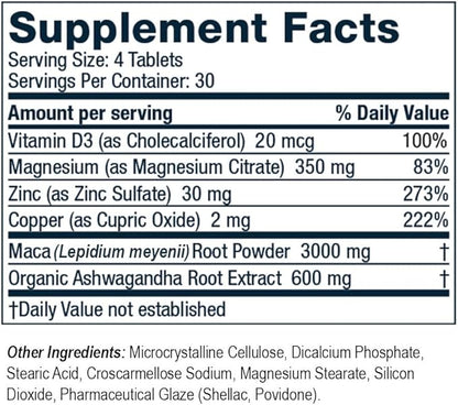 ROMAN Testosterone Support | Daily Nutritional Supplement with Ashwagandha & Magnesium | (120 Tablets)
