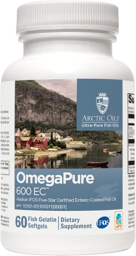XYMOGEN OmegaPure 600 EC - International Fish Oil Standards (IFOS) Five-Star Certified Enteric-Coated Fish Oil - DHA EPA Omega-3 Supplement for Cardiovascular + Cognitive Support (60 Softgels)