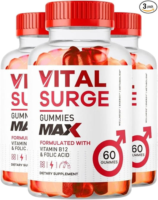 Vital Surge Male Gummies - Men's Performance Gummies, MAX Strength VitalSurge Advanced Formula, VitaSurge for Men Vitale Vita, (180 Gummies, 3 Pack)