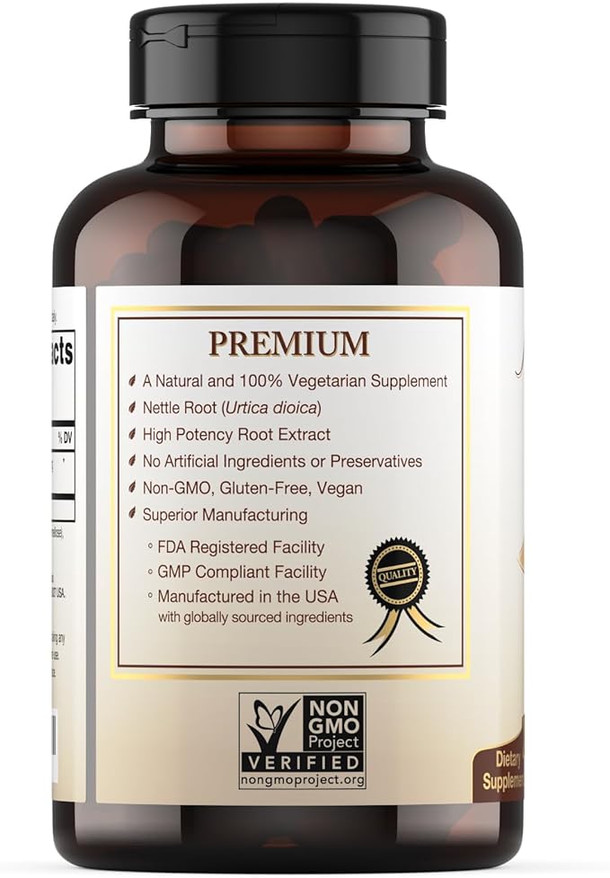 Stinging Nettle Root Extract Supplement - 120 Capsules, 2 Month Supply