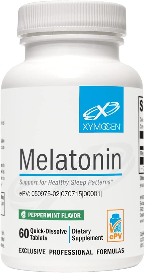 XYMOGEN Melatonin - Peppermint Lozenges - 3mg Melatonin Supplement for Nighttime, Antioxidant + Immune Support (60 Quick-Dissolve Tablets)