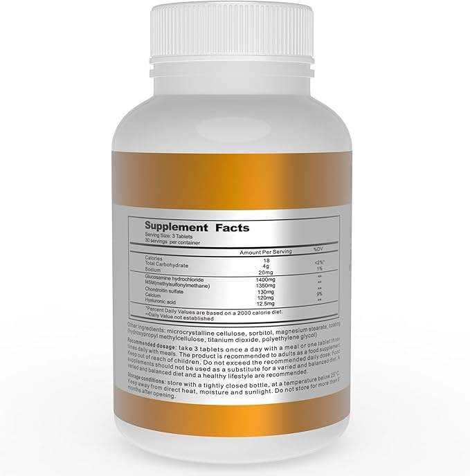 U Renew Beauty Glucosamine Chondroitin MSM and Hyaluronic Acid Calcium Supplements Used for Cartilage & Joint Health & Flexibility Repair Support Formula,Non-GMO Ingredients,Gluten Free,90 Tablets