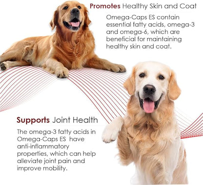 Omega-Caps Extra Strength for Large Breeds-Vet Formulated for Healthy Radiant Skin & Coat While Reducing Excess Shedding. Contains Omega 3 for Immune System Support, Easy to Dose, 60 Soft Gel Capsules