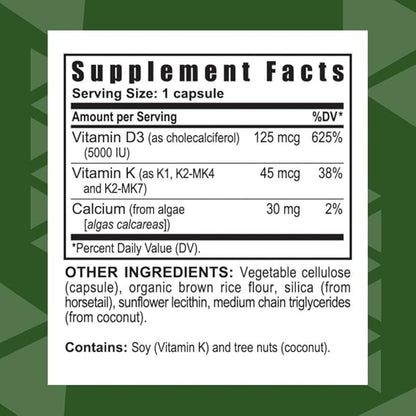 Youngevity Ultimate Vitamin D3 5000 IU with K2 – High-Potency Vitamin D3, Vitamin K2, and Calcium Supplement for Immune Support, Bone Density, and Heart Health – 60 Capsules