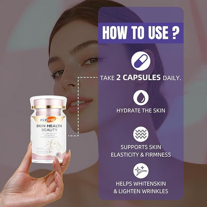 Skin Health Beauty, Collagen Capsules for Beauty, Hair, Skin, Nail &Joint Health, Collagen Peptides, Vitamin C, E, Support Hair Strength & Fullness, GMP, Made in USA 60 Capsules