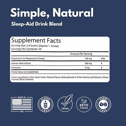 CutScene Sleep Supplement (34 Scoops): Sleep & Recovery Mix with melatonin, Valerian Root, Magnesium. Gluten-Free, Vegan, Sugar-Free. Lemonade Iced Tea Flavor.