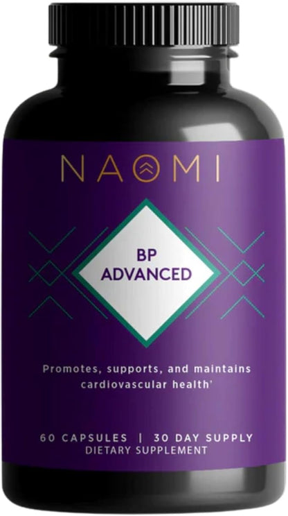NAOMI BP Advanced, Potent Ingredients for Blood Flow and Circulation, Endothelial Function, Supports Cardiovascular and Arterial Health, 1000mg Olive Leaf Extract, 180mcg Vitamin K2 (Small, 60 Count)