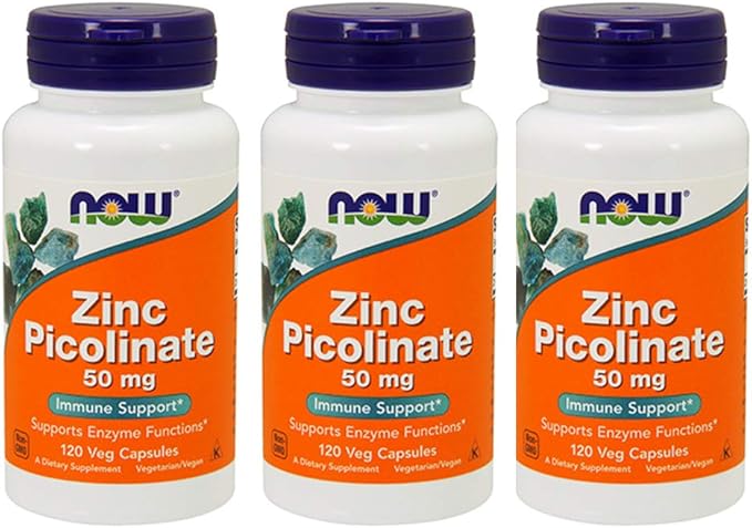 Now Foods Now Foods Zinc Picolinate, 50 mg, 120 Veg Capsules, 3 Pack