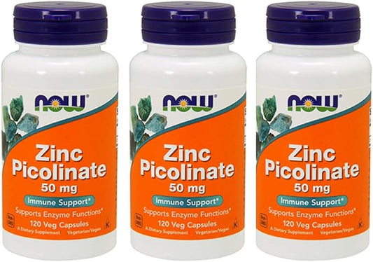 Now Foods Now Foods Zinc Picolinate, 50 mg, 120 Veg Capsules, 3 Pack