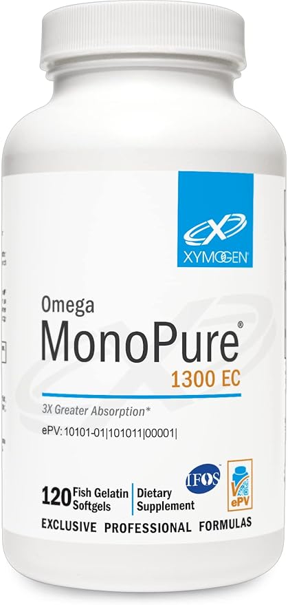 XYMOGEN Omega MonoPure 1300 EC - Fish Oil with 3X Greater Absorption - DHA EPA Omega-3 Supplement for Cardiovascular + Cognitive Support (120 Softgels)