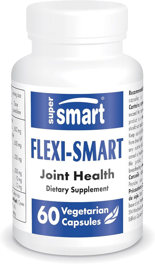 Supersmart - FlexiSmart (Patented & High Strength) - with AvoVida, ApresFlex, Hyaluronic Acid - Avocado Soy & Boswellia Serrata Extract Supplement | Non-GMO & Gluten Free - 60 Vegetarian Capsules