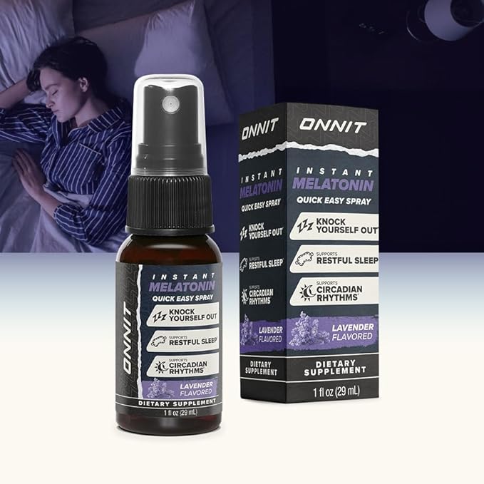 ONNIT Melatonin Liquid Sleep Support Spray, Lavender Flavor, Sleep Support Melatonin Spray for Adults, 3mg Melatonin per Spray, 1 fl oz
