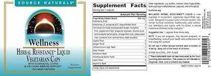 Source Naturals Wellness Herbal Resistance - Echinacea, Coptis & Yin Chiao Immune Support* - 120 Capsules