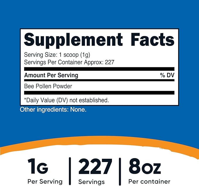 Nutricost Bee Pollen Powder (8 oz) (Unflavored) - 227 Servings, Gluten Free, Non-GMO, Vegetarian Dietary Supplement