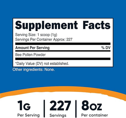 Nutricost Bee Pollen Powder (8 oz) (Unflavored) - 227 Servings, Gluten Free, Non-GMO, Vegetarian Dietary Supplement