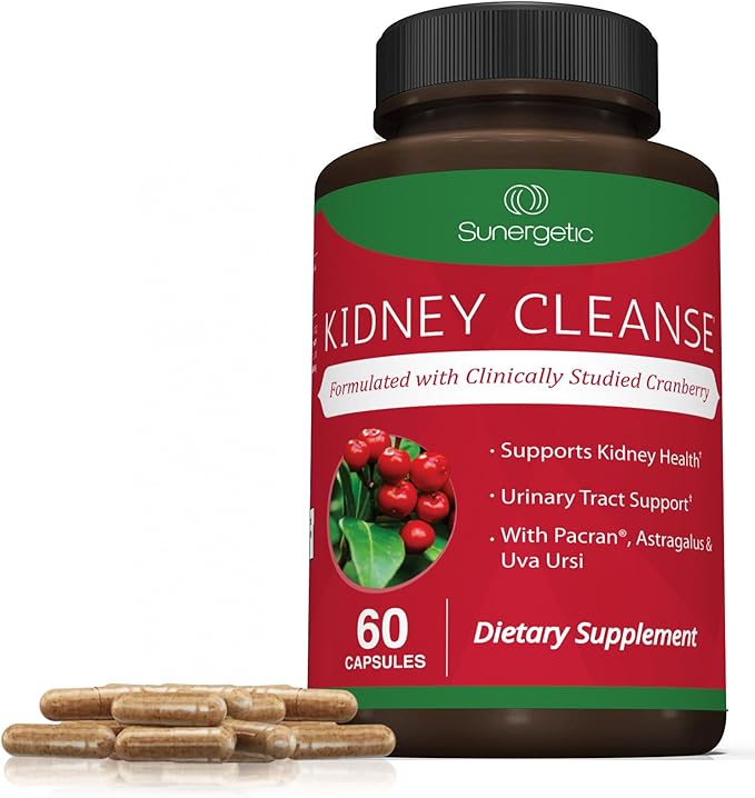 Premium Kidney Cleanse Supplement – Powerful Kidney Support Formula with Cranberry Extract Helps Support Healthy Kidneys & Urinary Tract Support– 60 Vegetarian Capsules