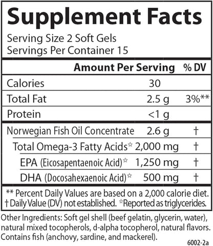 Carlson - Maximum Omega 2000 Grab + Go Packs, 2000 mg Omega-3s, Wild-Caught, Norwegian Fish Oil Supplement, Sustainably Sourced Fish Oil Capsules, Lemon, 30 Softgel Pack