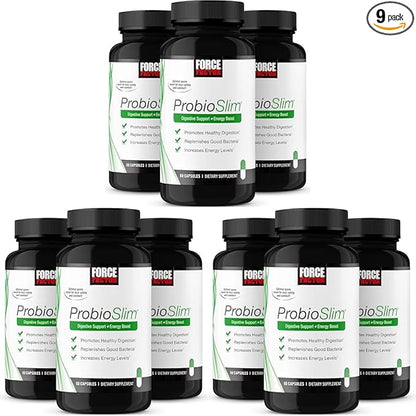 Force Factor ProbioSlim Probiotic Supplement for Women and Men with Probiotics and Green Tea Extract, Reduce Gas, Bloating, Constipation, Support Digestive Health & Gut Health, 180 Capsules (9-Pack)