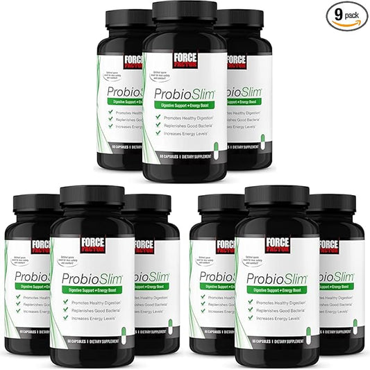 Force Factor ProbioSlim Probiotic Supplement for Women and Men with Probiotics and Green Tea Extract, Reduce Gas, Bloating, Constipation, Support Digestive Health & Gut Health, 180 Capsules (9-Pack)