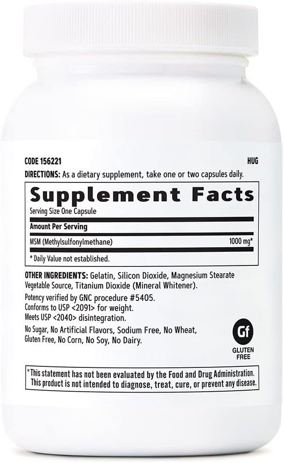 GNC MSM 1000mg, 90 Capsules, Supports Joint Cartilage